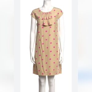Kate Spade Shawna Silk Shift Dress Beige/Pink Polka Dot Size 8